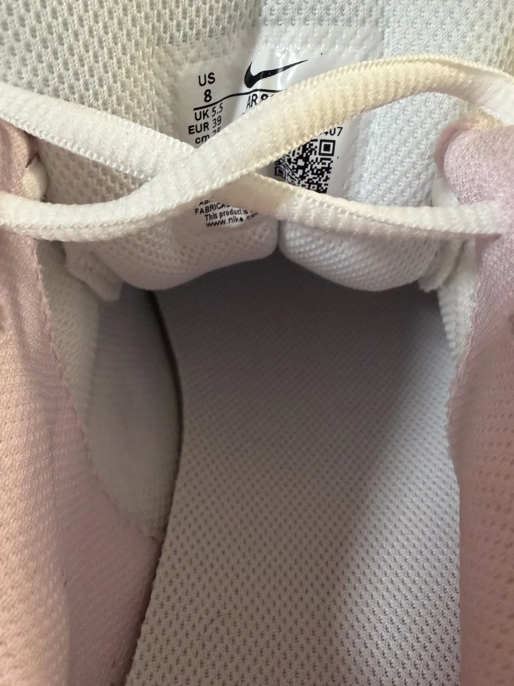 Nike White Sneakers with Light Pink Accents